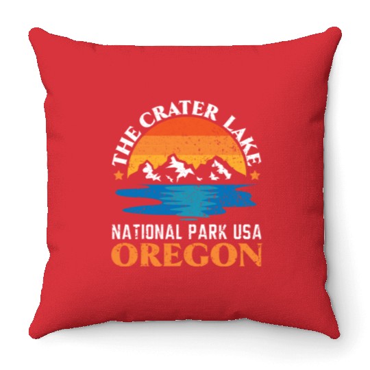 The Crater Lake National Park USA Oregon America Throw Pillows