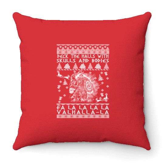 Deck The Halls Fa Valhalla La Throw Pillows