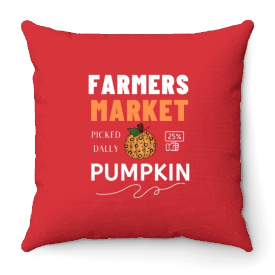 Farmers Market Pumpkin Throw Pillows
