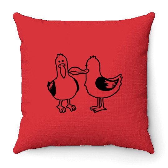 2 funny seagull friends Throw Pillows