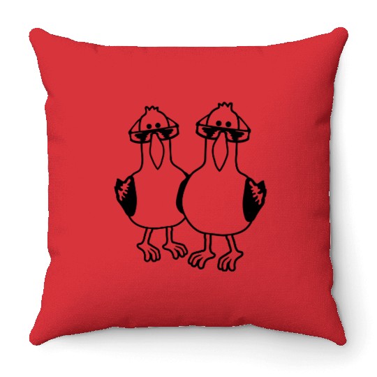 Cartoon 2 seagull friends Throw Pillows