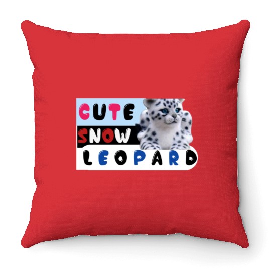 Cute Snow leopard |big cats Throw Pillows