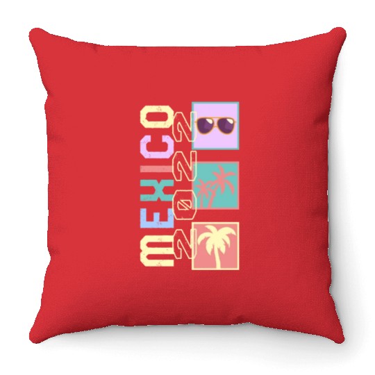Mexico 2022 Throw Pillows, Mexican Sunglasses Palm Tree