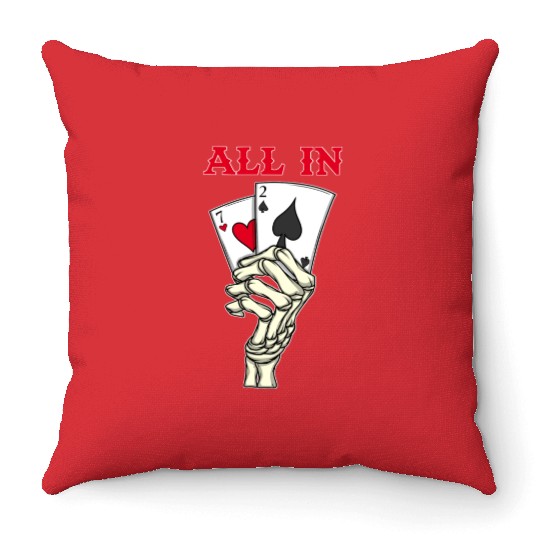 Poker Player Poker Cards 7 2 Skeleton Hand Poker Throw Pillows