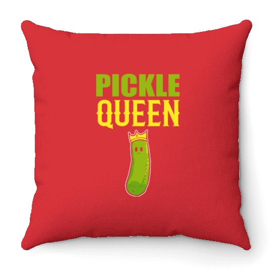 Pickle Queen Head Chef Gift Throw Pillows