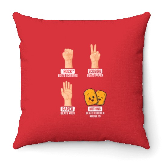 Rock Paper Scissors Nothing Beats Chicken Nuggets Throw Pillows