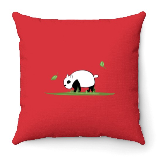 Animal Love Cartoon Panda Ecosystem Nature Grass Throw Pillows