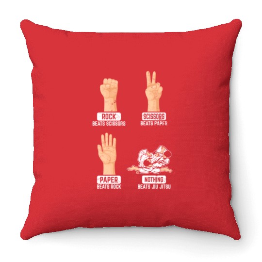 Rock Paper Scissors Nothing Beats Jiu Jitsu BJJ Ji Throw Pillows