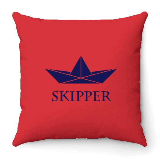 Skipper (Sea Captain / Paper Boat / Paper Ship) Throw Pillows