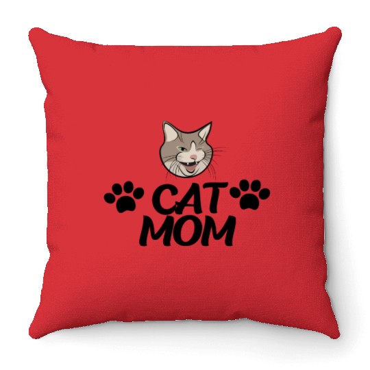 Cat Mom Funny design Classic Throw Pillows