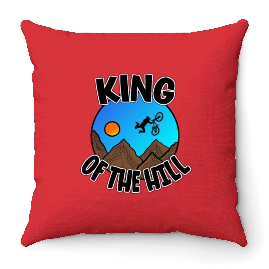 King Of The Hill - Cyclist Gift Throw Pillows