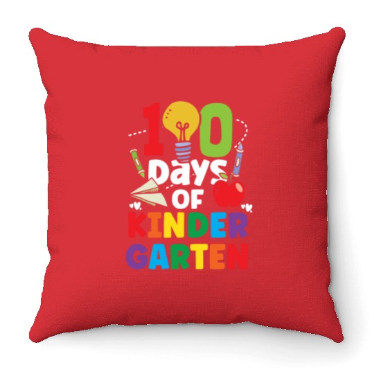 100 Days Of Kindergarten Cute Sweet Sayings Team Throw Pillows