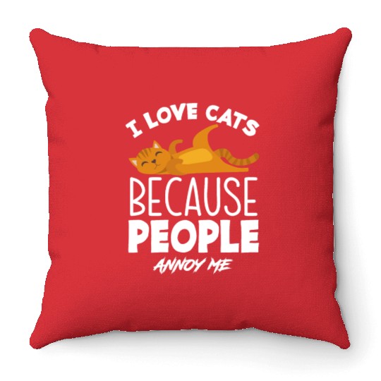 I Love Cats Throw Pillows