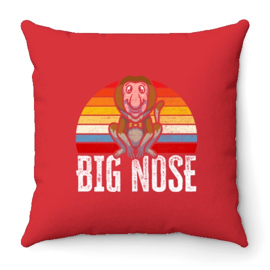 Big Nose Proboscis Monkey Ape Wildlife Zookeeper Throw Pillows