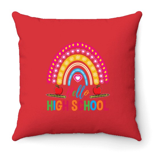 Hello High School Teacher Rainbow Throw Pillows