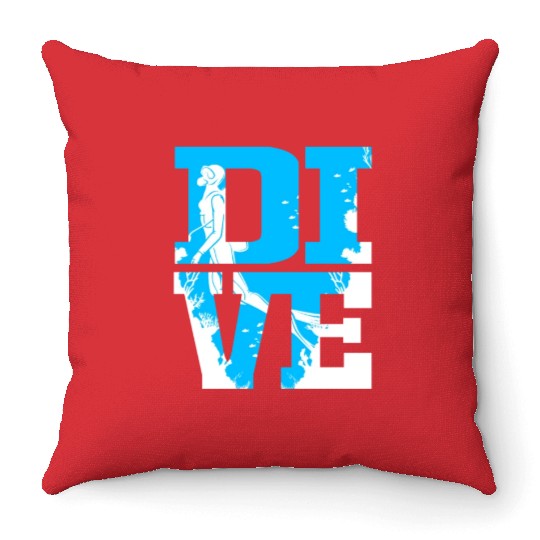 Scuba Diver Dive Scuba Diving Throw Pillows
