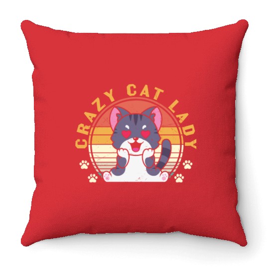 Crazy cat Lady Throw Pillows