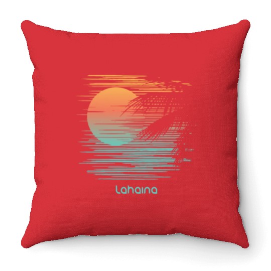 Artistic Lahaina Maui Hawaii Palm Tree Vacation Throw Pillows