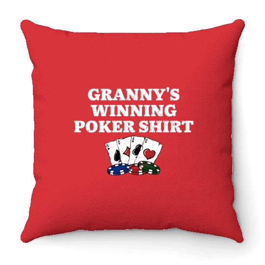 Granny's Winning Poker Throw Pillows Poker Player Grandma