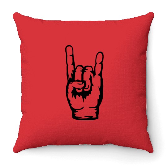 Logo heavy metal hand Throw Pillows