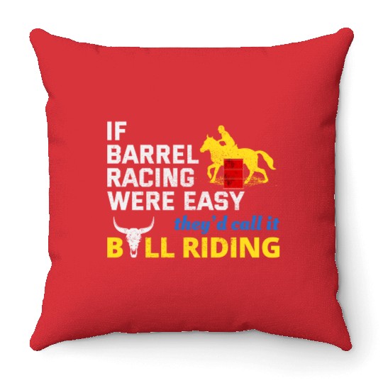 Barrel Racer Rodeo Racing Horse Riding Race Funny Throw Pillows