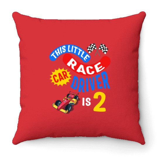 Little Race Car Driver Is 2 Future Race Driver, Throw Pillows