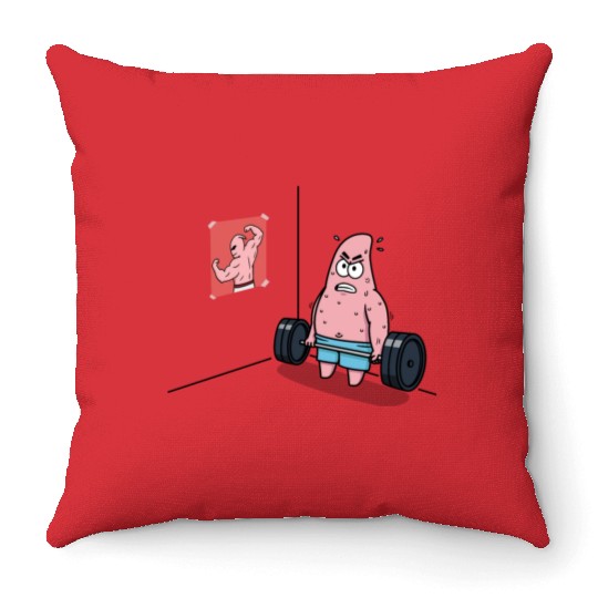 Majin Buu vs Patrick - Funny Anime Gym and Workout Throw Pillows