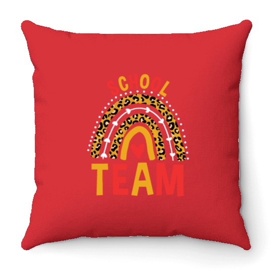 Leopard Rainbow Back To School Team Throw Pillows
