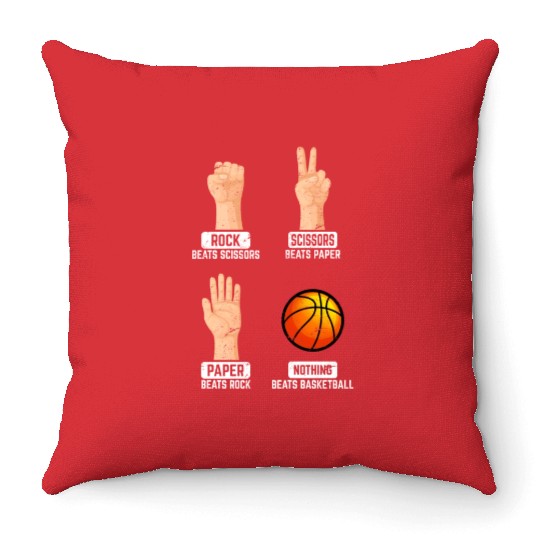Rock Paper Scissors Nothing Beats Basketball Playe Throw Pillows