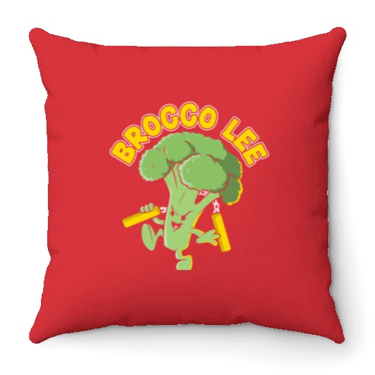 Brocco Lee Vegetable Vegetarian Vegan Broccoli Throw Pillows