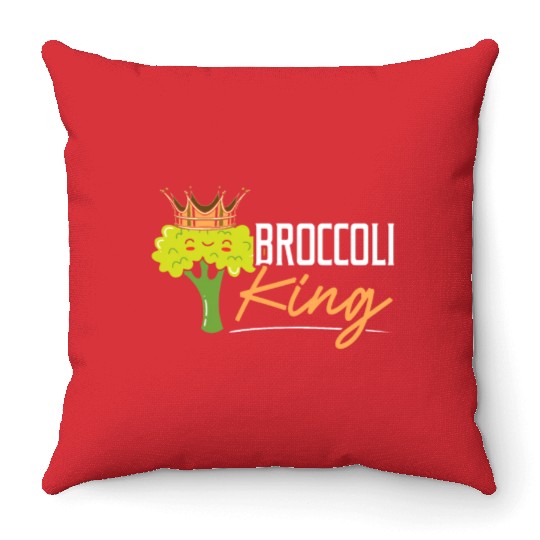 Broccoli King Broccoholic Vegetable Vegetarian Throw Pillows