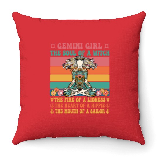 Gemini Girl Astrology Sign Throw Pillows