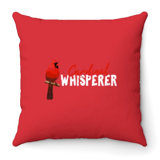 Cardinal Whisperer Northern Cardinal Bird Red Card Throw Pillows