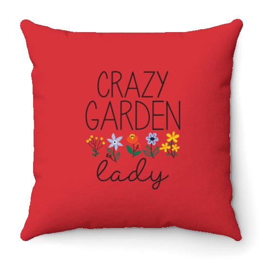 Crazy Garden Lady Throw Pillows