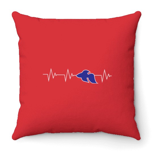 Jff Blue Betta Fish Heart Beat Throw Pillows