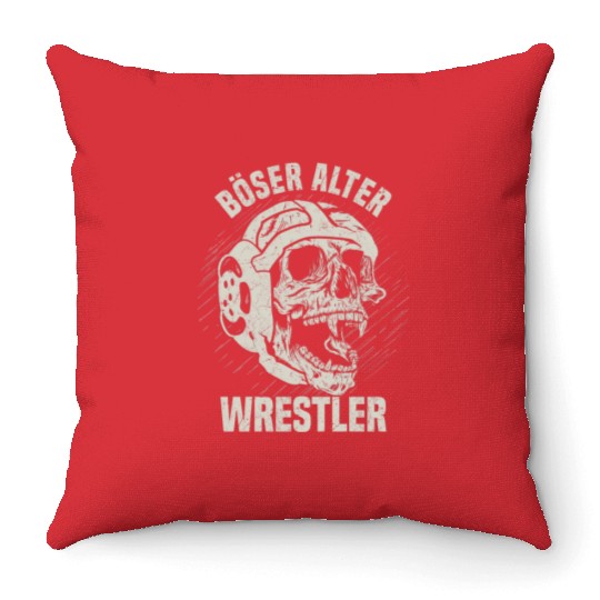 Wrestling Bad Old Wrestler Throw Pillows