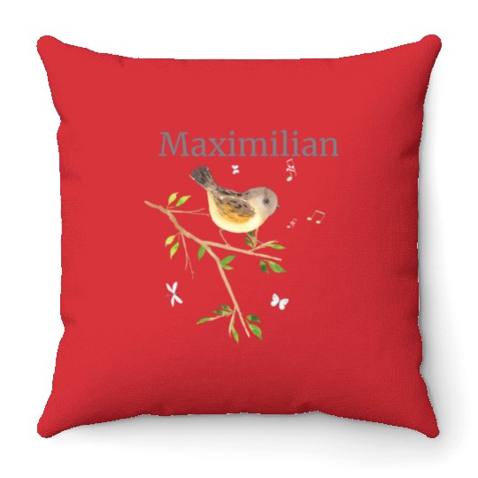 Waldier Vogel Name Maximilian Throw Pillows