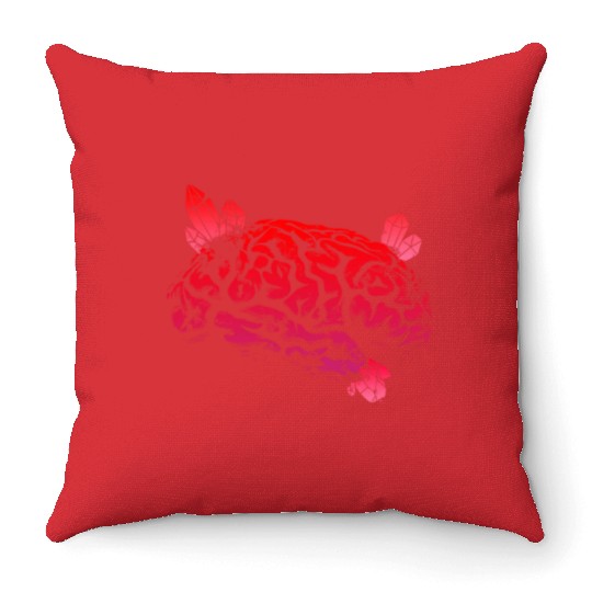 Brain with Crystal - Red Throw Pillows