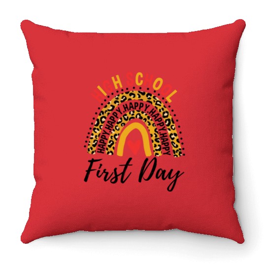 Rainbow First Day Of School High School Teacher Throw Pillows