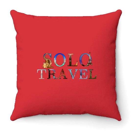 in love with solo travel, in all seasons Throw Pillows