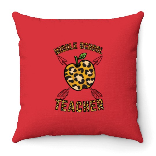 Middle School Teacher Leopard Print Throw Pillows