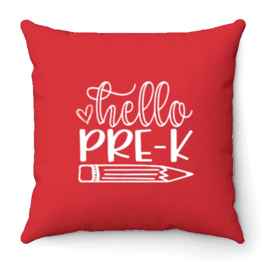 Hello Pre-k Back to School Student Teacher Funny Throw Pillows