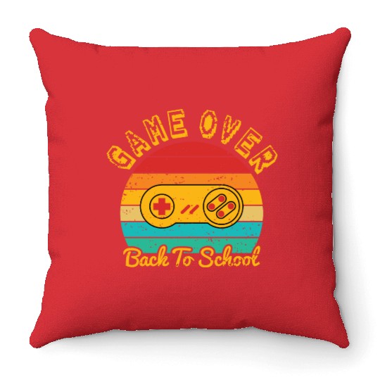 Game Over Back To School Throw Pillows