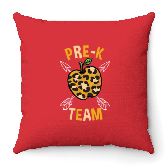 Pre-K Back To School Team Leopard Print Throw Pillows