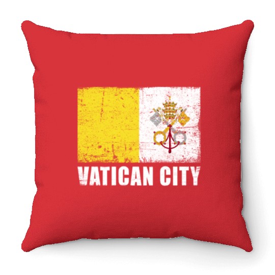 Vatican City Flag Grunge Country Flag Vatican City Throw Pillows