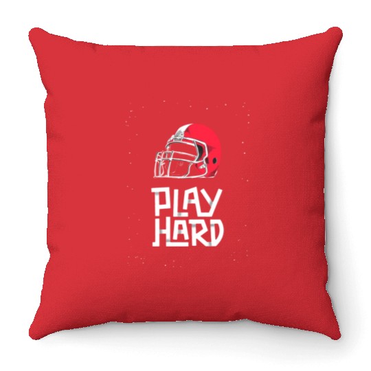 play hard rugby american football Throw Pillows
