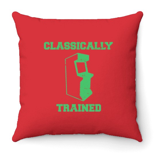Classically Trained | Arcade player Throw Pillows