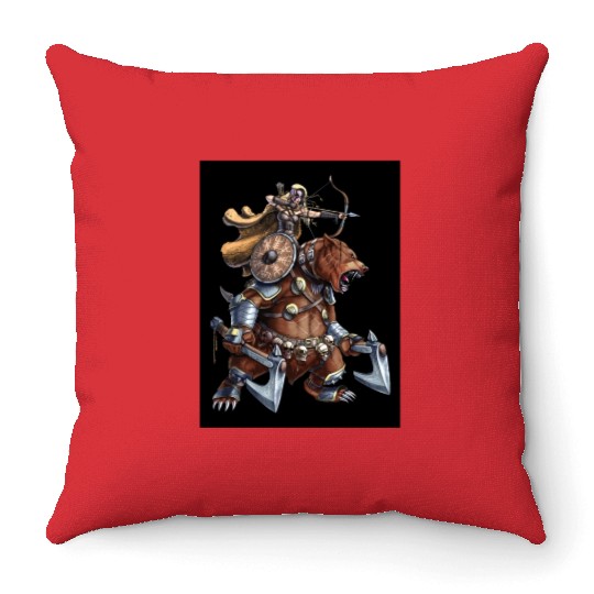 Norse Bear Viking Archer Warrior Throw Pillows