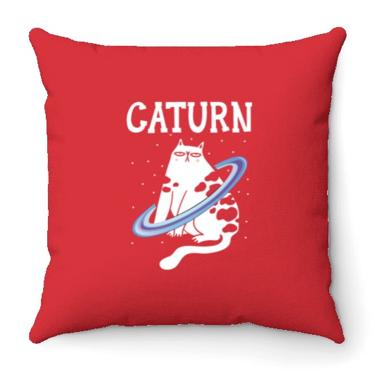 Caturn Cat Owner Saturn Astronomer Astronomy Throw Pillows