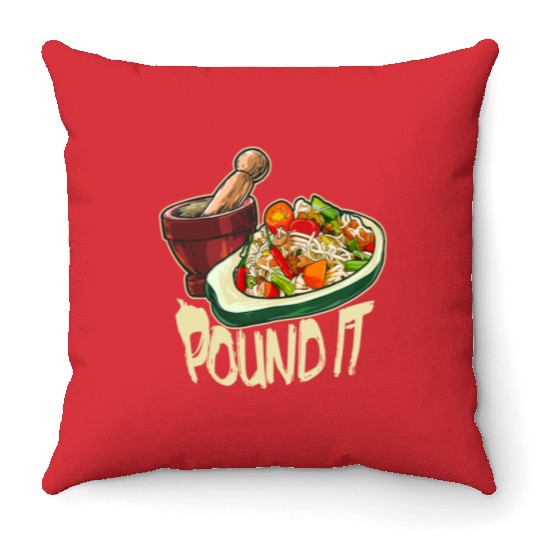 Pound It Green Spicy Thai Papaya Salad Throw Pillows